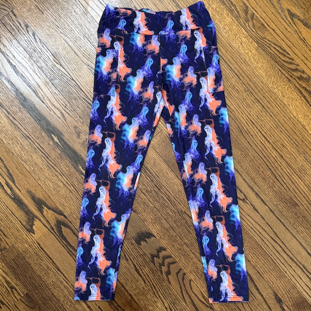 B26 Julia Rose Women One Size High Waist Vibrant Ghost Print Leggings